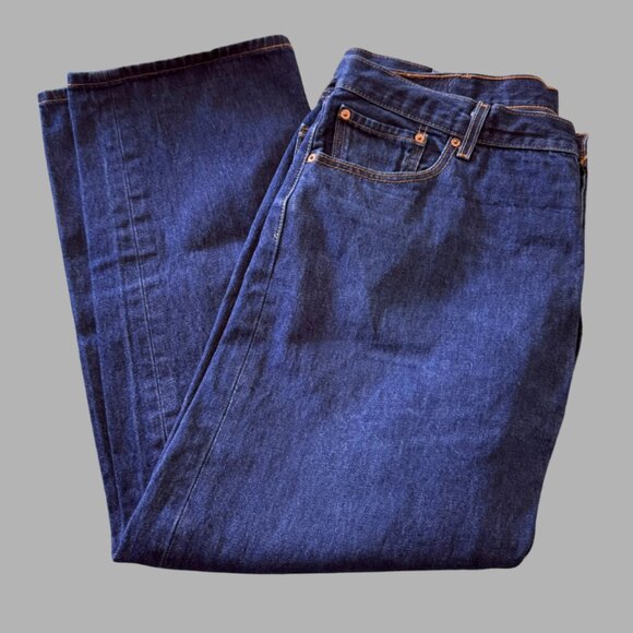 Levis 501 Original Button Fly Jeans Men's Size 42x30 Dark Wash Straight Leg - Picture 4 of 7